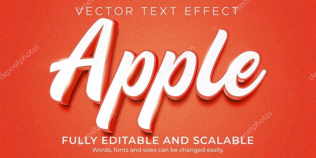 Natural Apple text effect, editable fresh and food text style