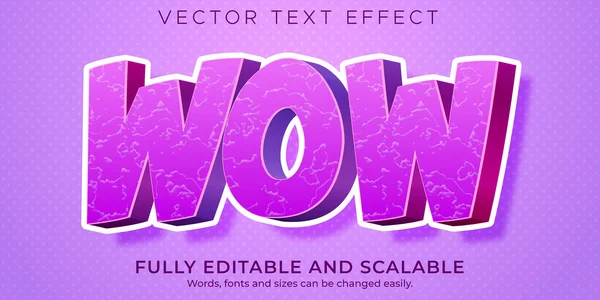 Wow Efecto Texto Dibujos Animados Cómic Editable Estilo Texto Divertido — Vector de stock