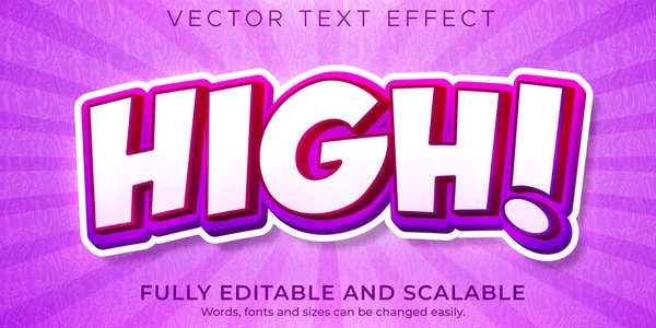 Cartoon High Text Effect Editable Comic Funny Text Style — Stock Vector