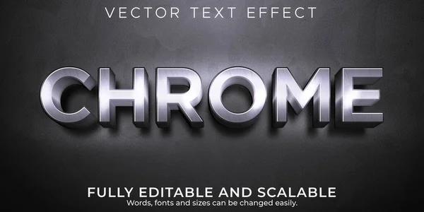 Editierbarer Texteffekt Chrom Metallic Textstil — Stockvektor