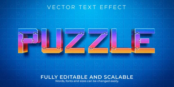 Efeito Texto Editável Estilo Texto Jogo Puzzle — Vetor de Stock