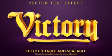 Altın zafer metin efekti; düzenlenebilir oyun ve metal metin biçimi