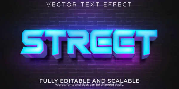 Neon Street Text Effect Editable Retro Glowing Text Style — Stockový vektor