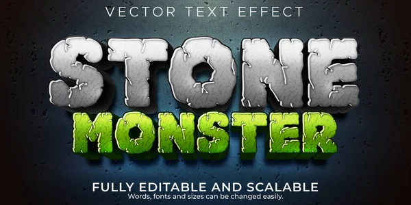 Steintext Effekt Editierbarer Rock Und Monster Text Stil — Stockvektor