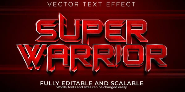 Super Krijger Tekst Effect Bewerkbare Rode Metalen Tekst Stijl — Stockvector