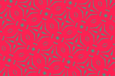 Kırmızı bir arka plan üzerinde yeşil desenleri. 22