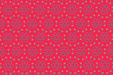 Kırmızı bir arka plan üzerinde yeşil desenleri. 12