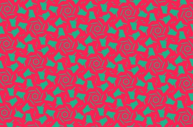 Kırmızı bir arka plan üzerinde yeşil desenleri. 3