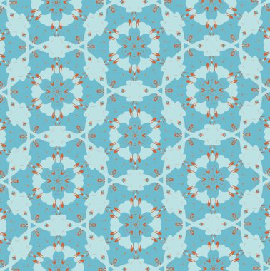 Mavi bir arka plan üzerinde turuncu desenleri. 4