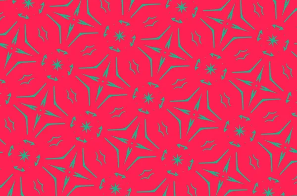 Kırmızı bir arka plan üzerinde yeşil desenleri. 22