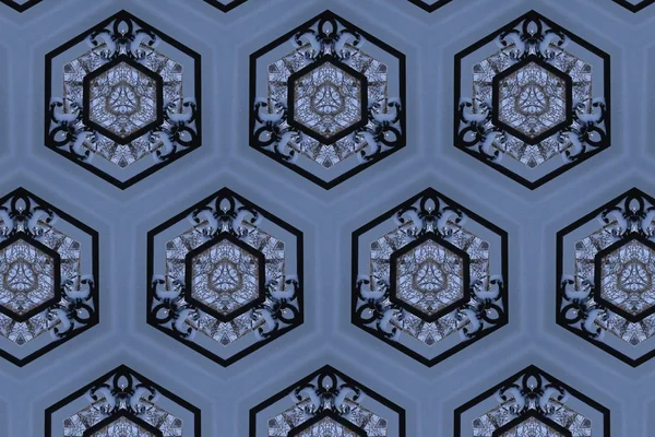 Ornament with black, blue and gray patterns. 3 — Stock Photo, Image