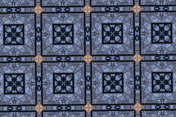Ornament z czarny, niebieski i szary wzorców. 5 — Zdjęcie stockowe