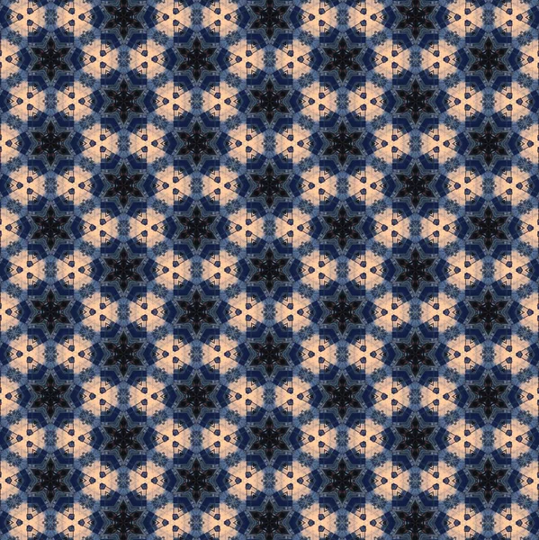 Ornament met blauwe en licht bruin patroon. 3 — Stockfoto