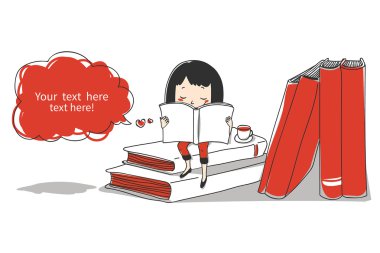 Girl with books clipart