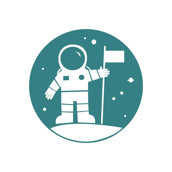 Gezegendeki bayrağı ile ayakta astronot — Stok Vektör