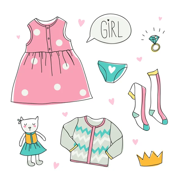 Ragazze principessa Fancy Dress Costume — Vettoriale Stock