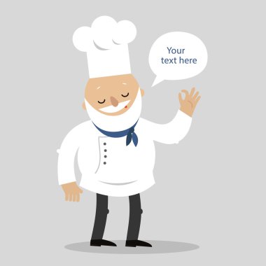 Metin için yer ile üniformalı şirin Şef