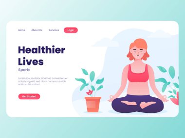 Spor 'un İllüstrasyon Vektörü Grafiği, bir kadın daha sağlıklı bir yaşam için yoga yapıyor, bu illüstrasyon web sitesi, iniş sayfası, uygulama ve afiş için mükemmel.