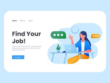 İş arama şirketi için web sitesi şablonu olan bir iş görüşmesinin modern düz çizimi