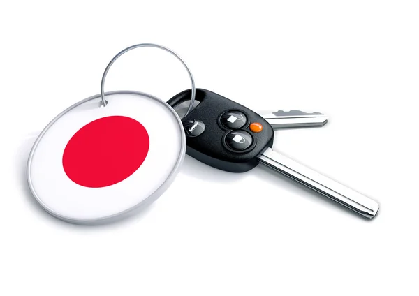 Car keys with flag on keyring — Stock Photo, Image