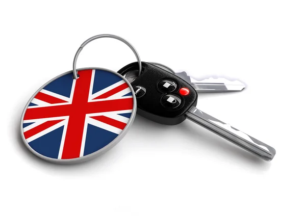 Car keys with flag on keyring — Stock Photo, Image