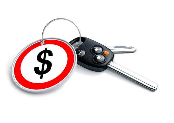 キーリングに財務の記号と車のキー — ストック写真