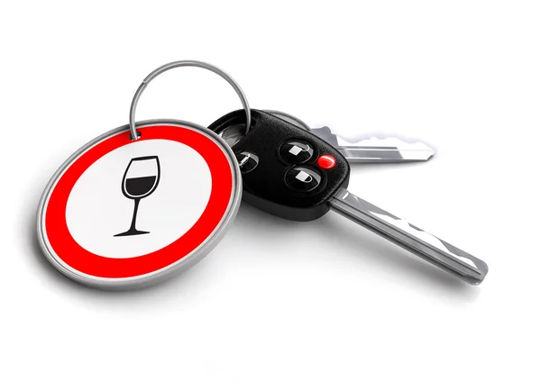 Car keys with safe driving icons as keyrings — Stock Photo, Image