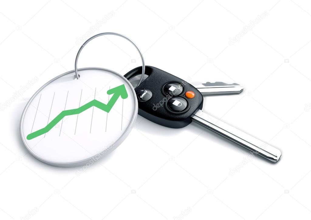 Car keys with financial symbols on keyring