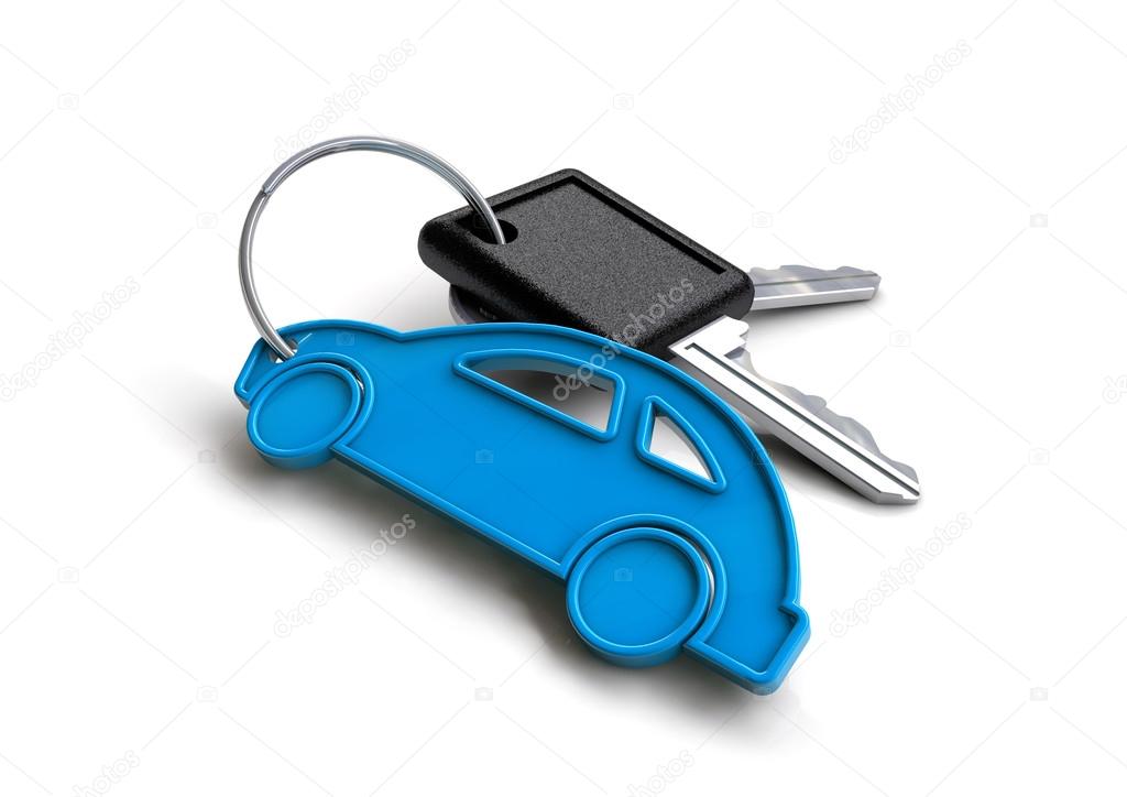 Car keys with car icon as keyring.