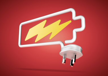 Elektrik kablo ve fiş yapar bo aydınlatma ile pil logosu