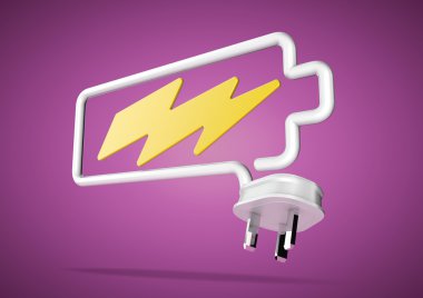 Elektrik kablo ve fiş yapar bo aydınlatma ile pil logosu
