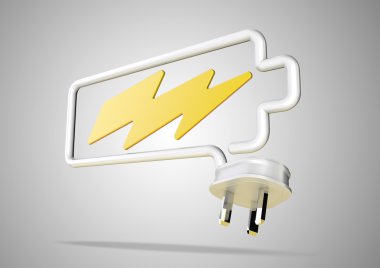 Elektrik kablo ve fiş yapar bo aydınlatma ile pil logosu