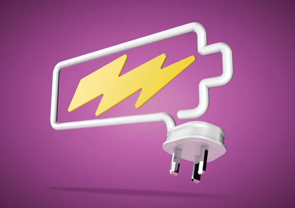 Electricity cable and plug makes battery logo with lightening bo — Stock Photo, Image