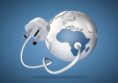 Electrical plug connects to Africa and provides it with electrical energy to power the homes and industries. clipart