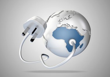 Electrical plug connects to Africa and provides it with electrical energy to power the homes and industries. clipart