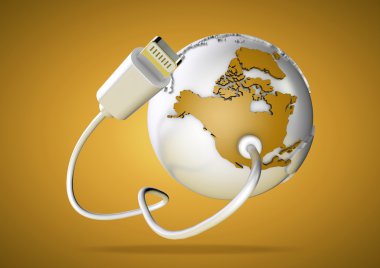 USB kablosu ABD ve Kuzey Amerika bağlanır ve o bir bağlantı için Internet, world wide web ve sosyal medya ile malzemeleri.