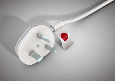 Elektrik kablo ve fiş bağlı Japonya ülke bayrağı ile