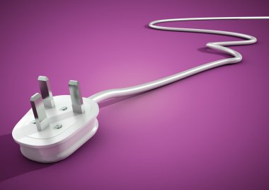 Elektrik kablo ve fiş düz bir yüzeye unplugged yalan. Güç kullanımı ve dünya çapında tedarik için kavram.