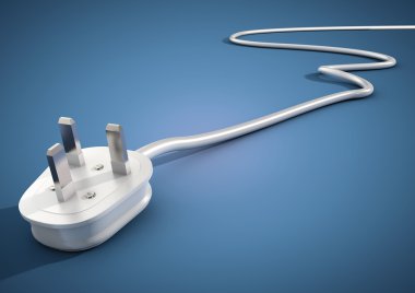 Elektrik kablo ve fiş düz bir yüzeye unplugged yalan. Güç kullanımı ve dünya çapında tedarik için kavram.