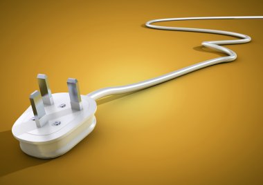 Electrical cable and plug lie unplugged on a flat surface. Concept for power usage and supply around the world. clipart