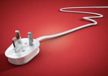Elektrik kablo ve fiş düz bir yüzeye unplugged yalan. Güç kullanımı ve dünya çapında tedarik için kavram.