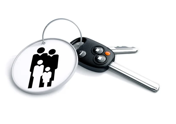 Car keys with keyring and currency symbol — Stock Photo, Image