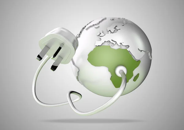 Electrical plug connects to Africa and provides it with electrical energy to power the homes and industries. — Stock Photo, Image