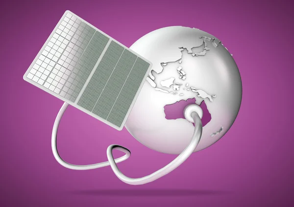 Solpanel levererar ström från solen till Australien. Koncept för gröna kraftkällor och energiförsörjning i världen. — Stockfoto