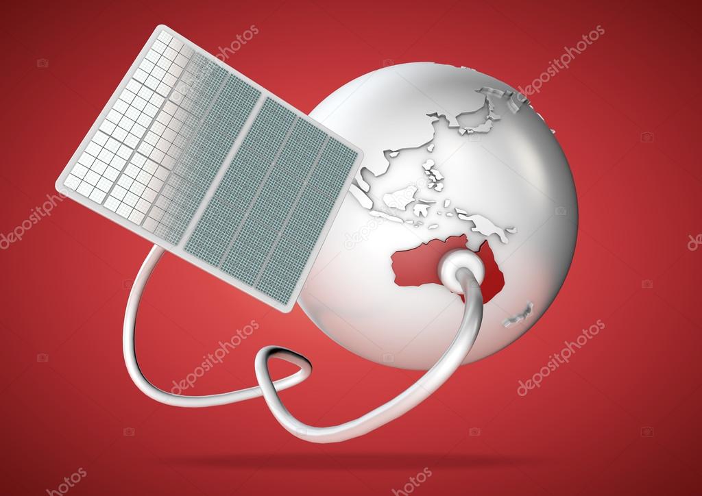 Solar panel supplies power from the sun to Australia. Concept for green
