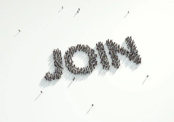 Aerial shot of a crowd of people forming the word 'Follow'. Conc — Stock Photo, Image