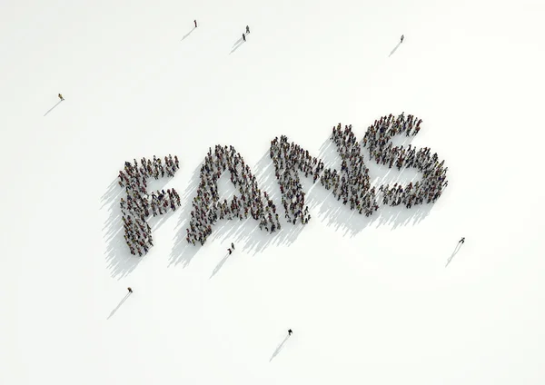 Aerial shot of a crowd of people forming the word 'Fans'. Concep — 스톡 사진