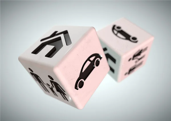 Concept for gambling addiction.  Gambling with your family, car — Stock Photo, Image
