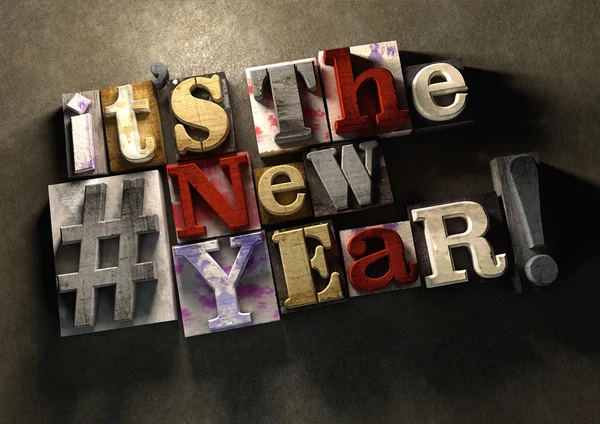 ¡Es el año nuevo! Un título que celebra 2016 en salpicadura de tinta de madera — Foto de Stock