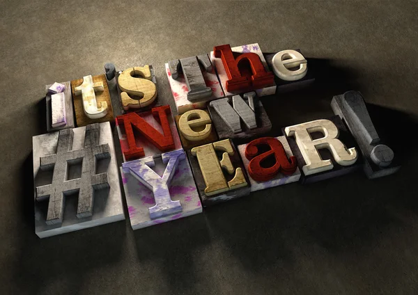 ¡Es el año nuevo! Un título que celebra 2016 en salpicadura de tinta de madera — Foto de Stock